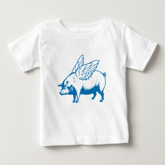 かわいい飛んでいるブタの翼 ベビーTシャツ (正面)