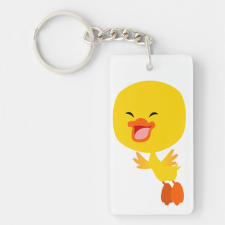かわいい飛んでいるマンガのアヒルのアクリルキーチェーン キーホルダー