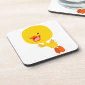 かわいい飛んでいるマンガのアヒルのコースターセット コースター (左側)