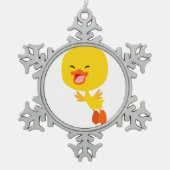 かわいい飛んでいるマンガダクリングピーターオーナメント スノーフレークピューターオーナメント (正面)