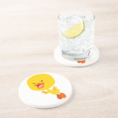 かわいい飛んでいるマンガ・アヒル・コースター コースター (側面)