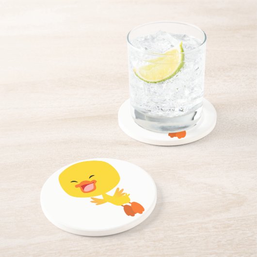 かわいい飛んでいるマンガ・アヒル・コースター コースター (側面)