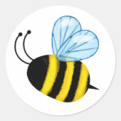 かわいい飛んでいるミツバチ ラウンドシール (正面)