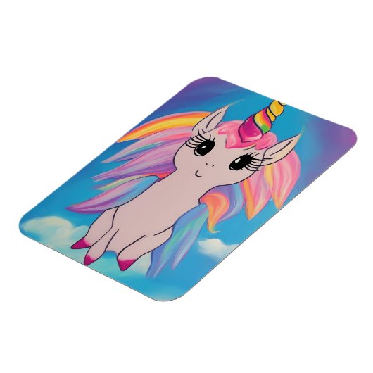 かわいい飛んでいるユニコーンのかわいい絵を描ズ マグネット (左側)