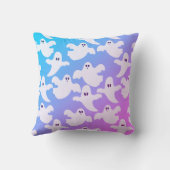 かわいい飛んでいる幽霊ライトブルーとピンクのハロウィーン クッション (裏面)