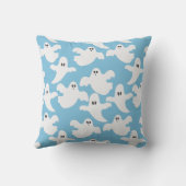 かわいい飛んでいる幽霊ライトブルーハロウィーン クッション (裏面)