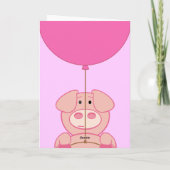 かわいい飛んでいる豚と風船 カード (裏面)