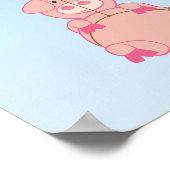 かわいい飛んでいる豚と風船 ポスター (角)