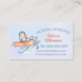 かわいい飛んでいる飛行機 名刺