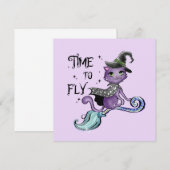 かわいい飛んでいる魔女猫 |飛行の時間 (正面/裏面)