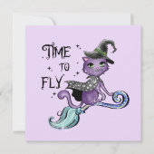 かわいい飛んでいる魔女猫 |飛行の時間 (正面)