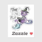 かわいい飛んでいる魔女猫 |飛行の時間 シール (シート)