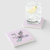 かわいい飛んでいる魔女猫 |飛行の時間 ストーンコースター (横)