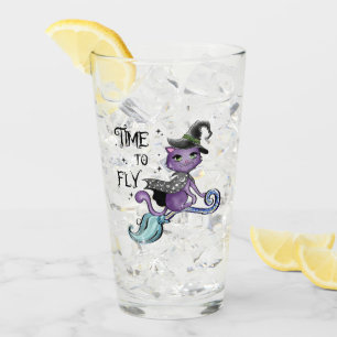 かわいい飛んでいる魔女猫  飛行の時間 タンブラーグラス
