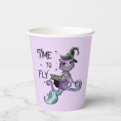 かわいい飛んでいる魔女猫 |飛行の時間 紙コップ (裏面)