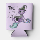 かわいい飛んでいる魔女猫 |飛行の時間 缶クーラー (正面)