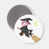 かわいい飛んでいる魔女 マグネット (正面/裏面)