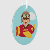 かわいい飛行士の男の子の飛行機は部屋の装飾をからかいます オーナメント (正面)