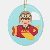 かわいい飛行士の男の子の飛行機は部屋の装飾をからかいます セラミックオーナメント (左)