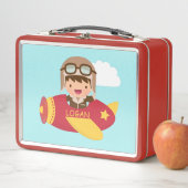 かわいい飛行士ボーイフライトアドベンチャー子供へ メタルランチボックス (インサイチュ)