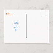 かわいい飛行機が私の誕生日パーティーに青 インビテーションポストカード (裏面)