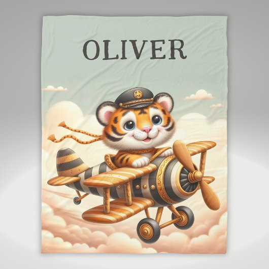 かわいい飛行機のトラ フリースブランケット