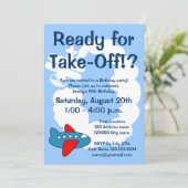 かわいい飛行機のバースデーパーティ招待状 子供へ 招待状 (スタンド正面)