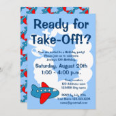 かわいい飛行機のバースデーパーティ招待状 子供へ 招待状 (正面/裏面)