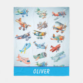 かわいい飛行機のパターン フリースブランケット (正面)