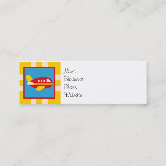 かわいい飛行機の交通機関のテーマはギフトをからかいます スキニー名刺 (正面)