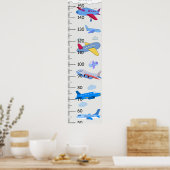 かわいい飛行機の成長チャートCm ポスター (キッチン)