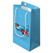 かわいい飛行機の漫画 スモールペーパーバッグ (正面アングル)