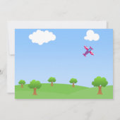 かわいい飛行機の男の子のベビーの誕生の発表カード 案内状 (裏面)