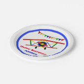 かわいい飛行機の男の子の誕生日パーティー ペーパープレート (アングル)