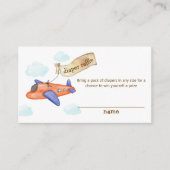 かわいい飛行機の赤ちゃんシャワーギフトくじ エンクロージャーカード (正面)