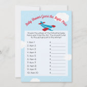 かわいい飛行機の赤ちゃんシャワー推定右プライスゲーム 招待状 (正面)