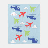かわいい飛行機の雲、旅行、赤ちゃんシャワー、航空 フリースブランケット (正面)