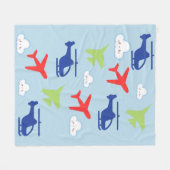 かわいい飛行機の雲、旅行、赤ちゃんシャワー、航空 フリースブランケット (正面(横))