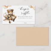 かわいい飛行機テディベアおむつラッフルカード エンクロージャーカード (正面/裏面)