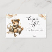 かわいい飛行機テディベアおむつラッフルカード エンクロージャーカード (正面)