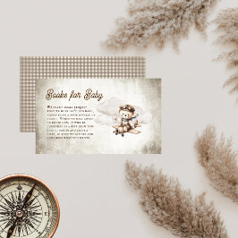 かわいい飛行機テディベアベビー エンクロージャーカード