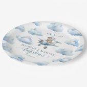 かわいい飛行機テディベア赤ちゃんシャワー紙プレート ペーパープレート (アングル)