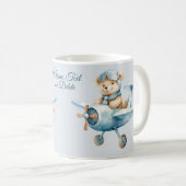 かわいい飛行機ハッピーブルーベアパイロット エレガント コーヒーマグカップ (正面右)