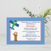 かわいい飛行機パイロットの男の子の誕生日パーティー招待状 招待状 (スタンド正面)