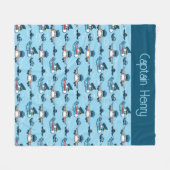 かわいい飛行機パイロット 飛んでいる フリースブランケット (正面(横))