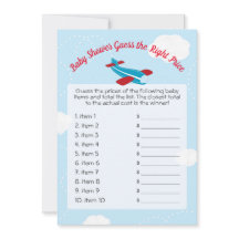 かわいい飛行機ベビーシャワー予想価格ゲーム