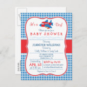 かわいい飛行機ベビーシャワー招待状 インビテーションポストカード (正面/裏面)