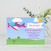 かわいい飛行機女子ベビー誕生のお知らせカード 案内状 (スタンド正面)