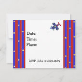 かわいい飛行機誕生日招待状 招待状 (裏面)