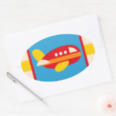 かわいい飛行機輸送テーマキッズギフト 楕円形シール (封筒)